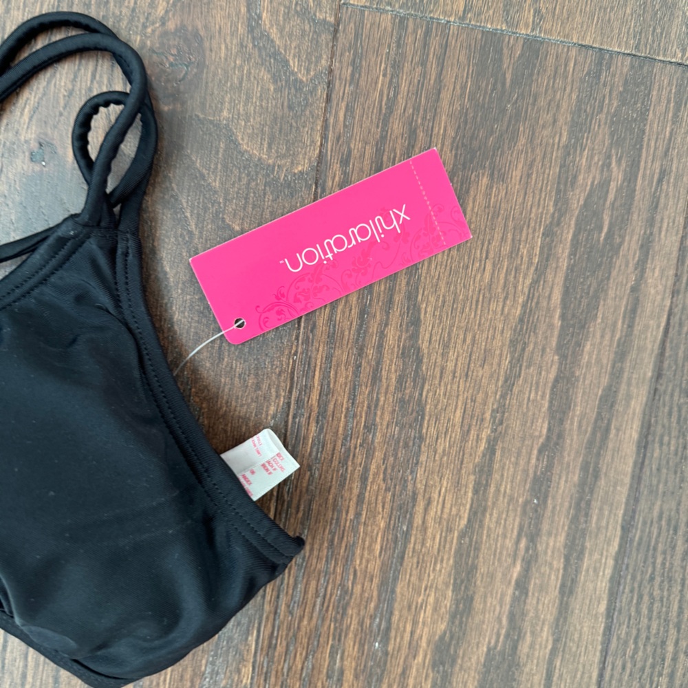 Xhilaration Black Strappy Macrame Back Bikini Top - Picture 2 of 4
